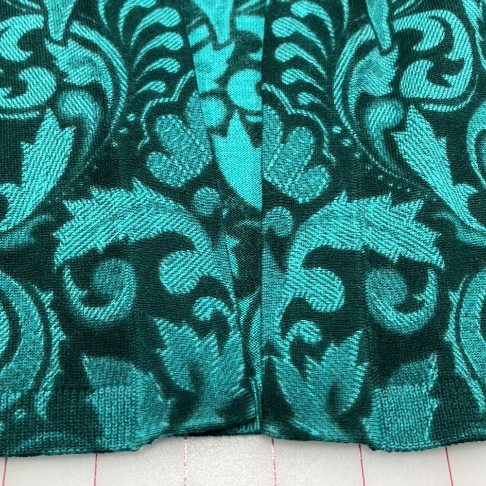 Talbots Merino Wool Open Front Teal/Evergreen Scr… - image 5